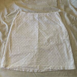 LLBean favorite fit shirt cotton eyelet skirt, lined, white size 10